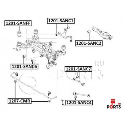 Сайлентблок реактивной тяги Asva 1201SANC7