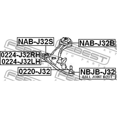 Опора шаровая переднего нижнего рычага Febest 0220J32
