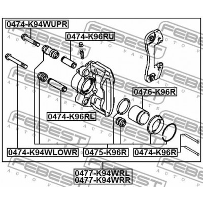 Суппорт тормозной (со скобой) Febest 0477K94WRR