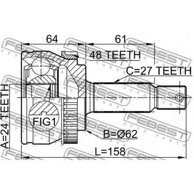 Шрус наружный 24x62x27 Febest 2210NSP20A48