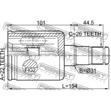 Шрус внутренний 22x31x26 | перед лев | Febest 2311PV