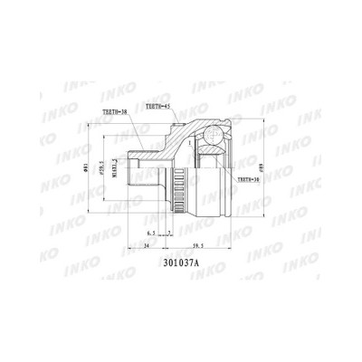 ШРУС внешний 3830 ABS 45 INKO 301037A
