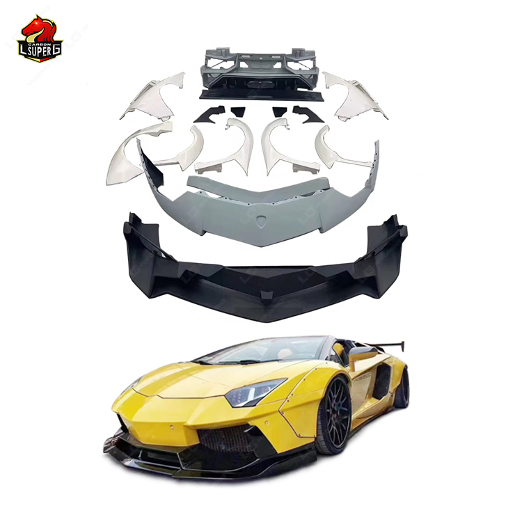 Комплект Кузовных Деталей Lb Style Wide Body Kit для Lamborghini Aventador из Углеродного Волокна, Черный.