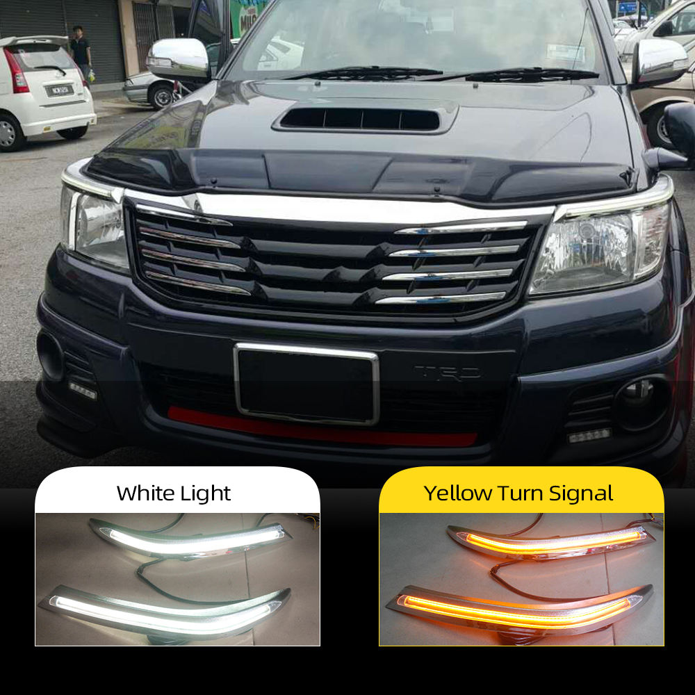 Фара Брови Toyota Hilux Vigo, желтая, светодиодные дневные ходовые огни, для 2005-2015 годов.
