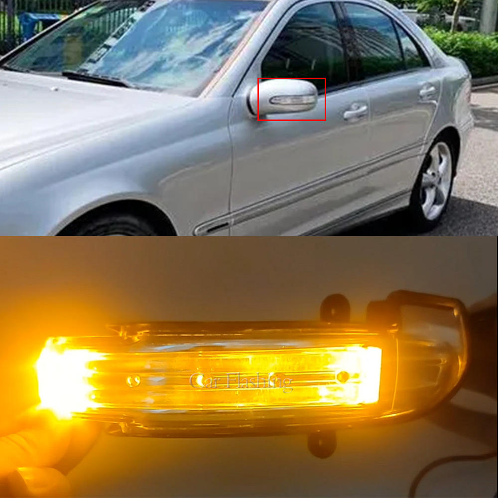 Боковое Зеркало с Индикатором Поворота для Mercedes-benz C-class, Красное Светодиодное, из Abs.