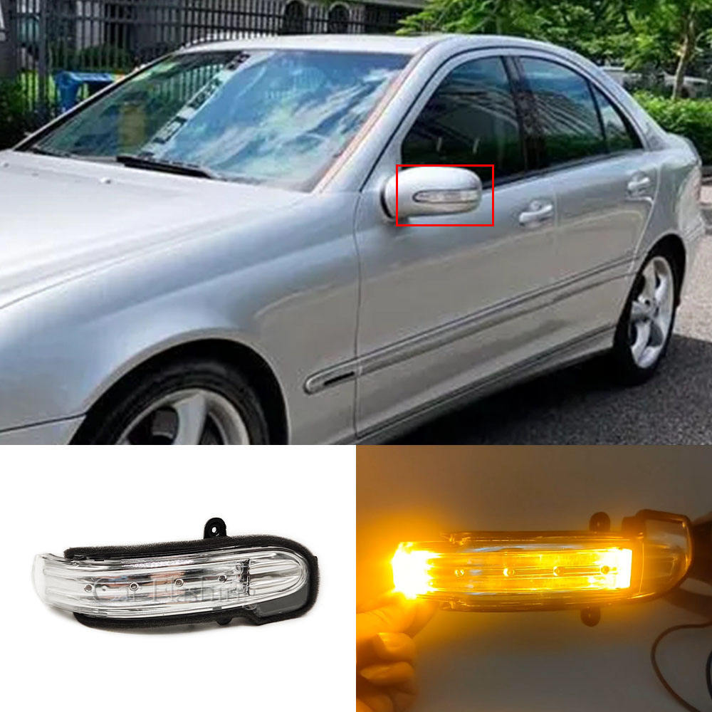 Боковое Зеркало с Индикатором Поворота для Mercedes-benz C-class, Красное Светодиодное, из Abs.