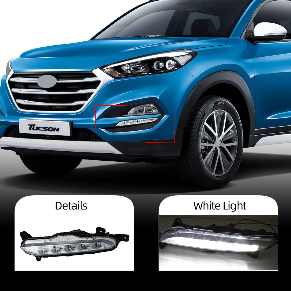 Дневные Ходовые Огни Hyundai Tucson Белого Цвета из Abs и Светодиодов