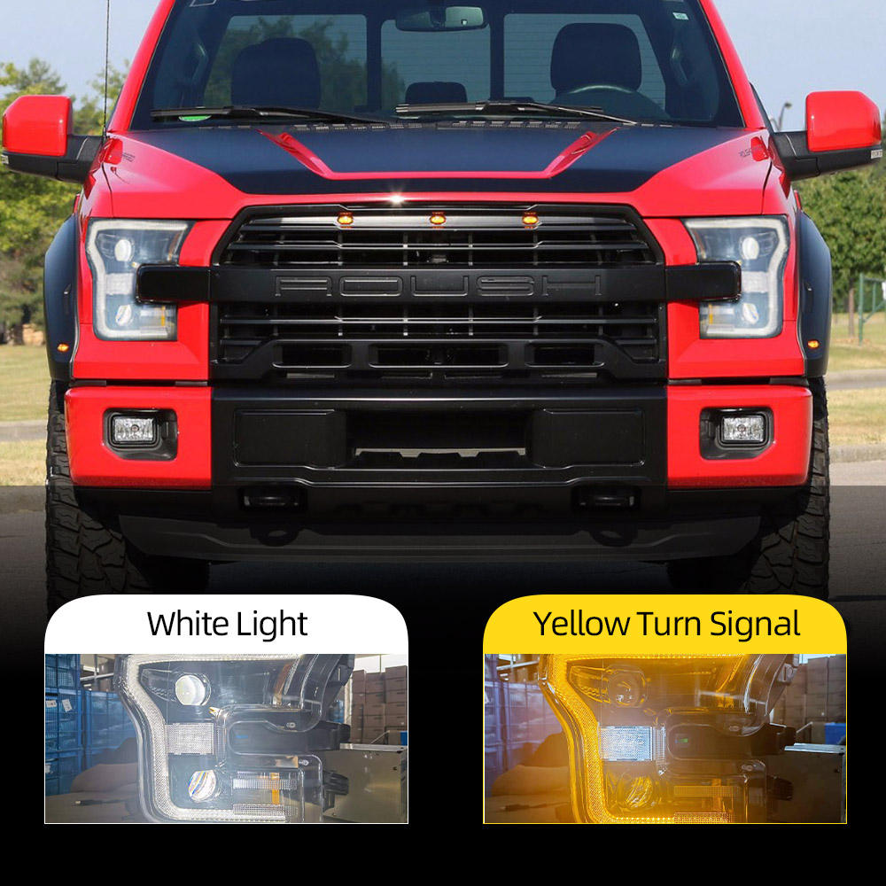 Фары Ford Raptor F-150 Белые Светодиодные Дхо Линзы Биксенон