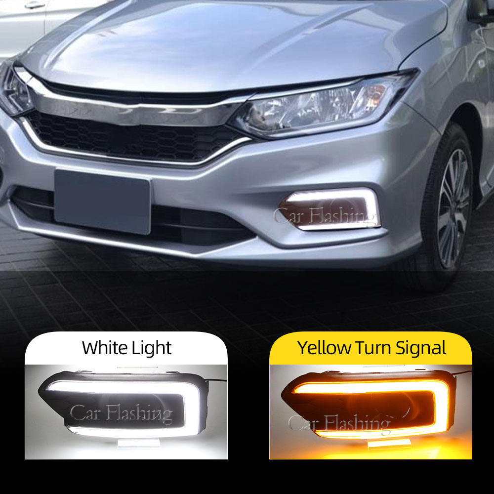 Светодиодные Дневные Ходовые Огни для Honda City Grace, Белый Пластик, 2014-2020 год

