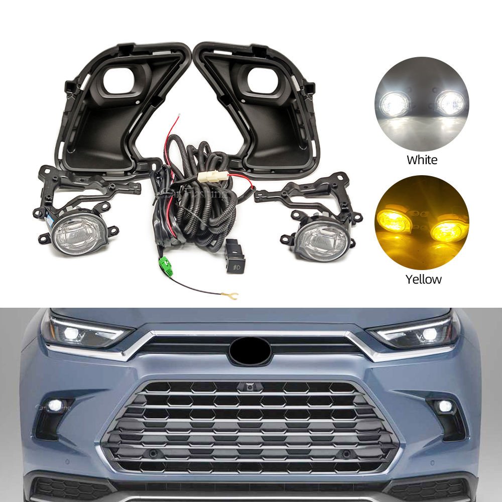 Противотуманные Фары Toyota Highlander Белого Цвета из Abs с Led-подсветкой
