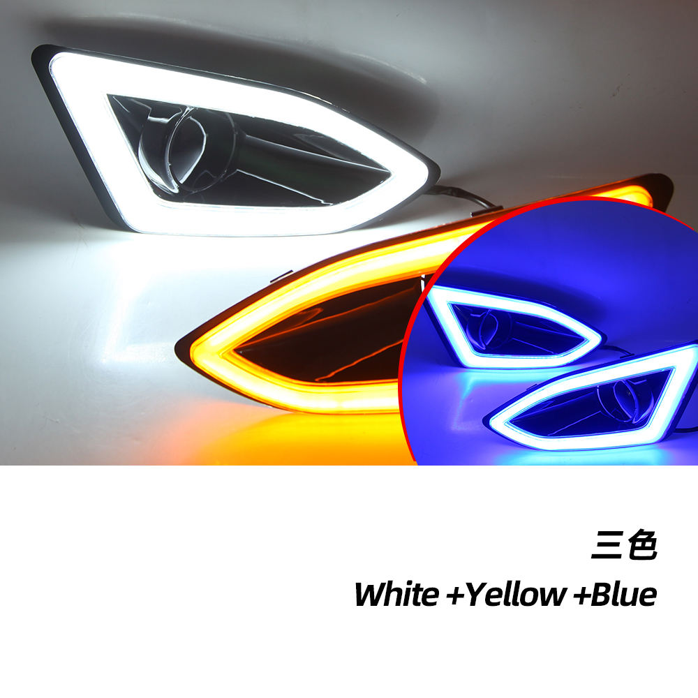 Светодиодный Дневной Ходовой Свет Ford Edge с Желтым Сигналом, Белый, Абс + Светодиод (Белый желтый синий)