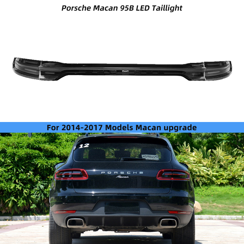 Задние Фары Porsche Macan 2014-2017, Светодиодные, Прозрачные. Улучшенное Освещение. (Для Porsche Macan черный красный) Цена за:1 комплект