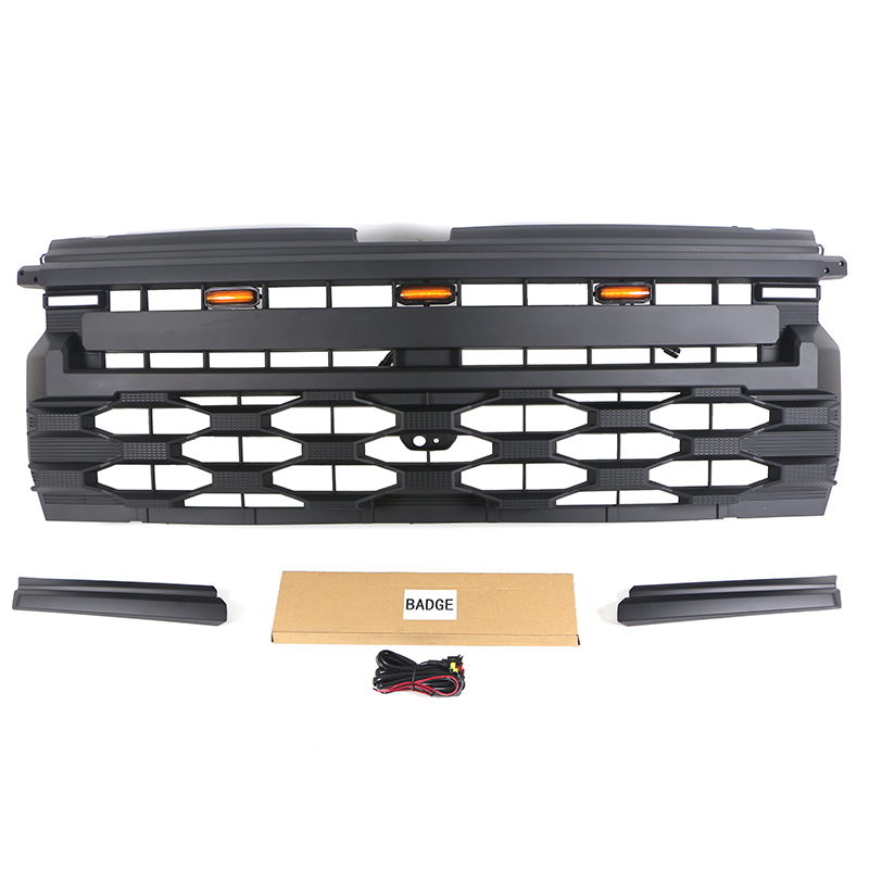 Решетка Радиатора для Chevrolet Silverado 2023-2024, Матовый Черный/Серый, Abs