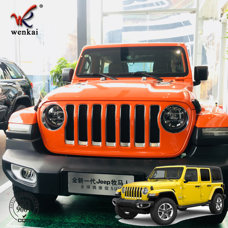 Серебряные накладки на фары и решетку для Jeep Wrangler JL 2018-2019 из ABS Chrome
