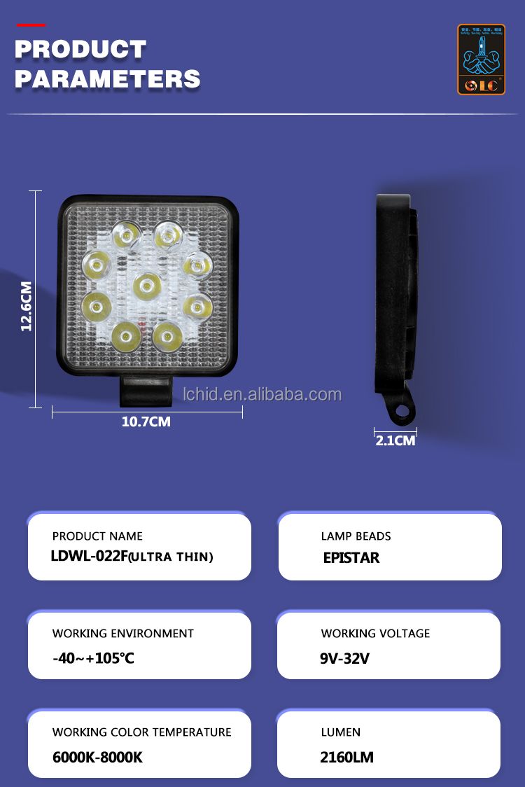 Universal-Auto-Parts-27w-Led-Working-Light-2700lm-Super-Thin-20mm-Spot-Beam-6000k-For-Vehicle-Truck-Offroad-1601060997252-2