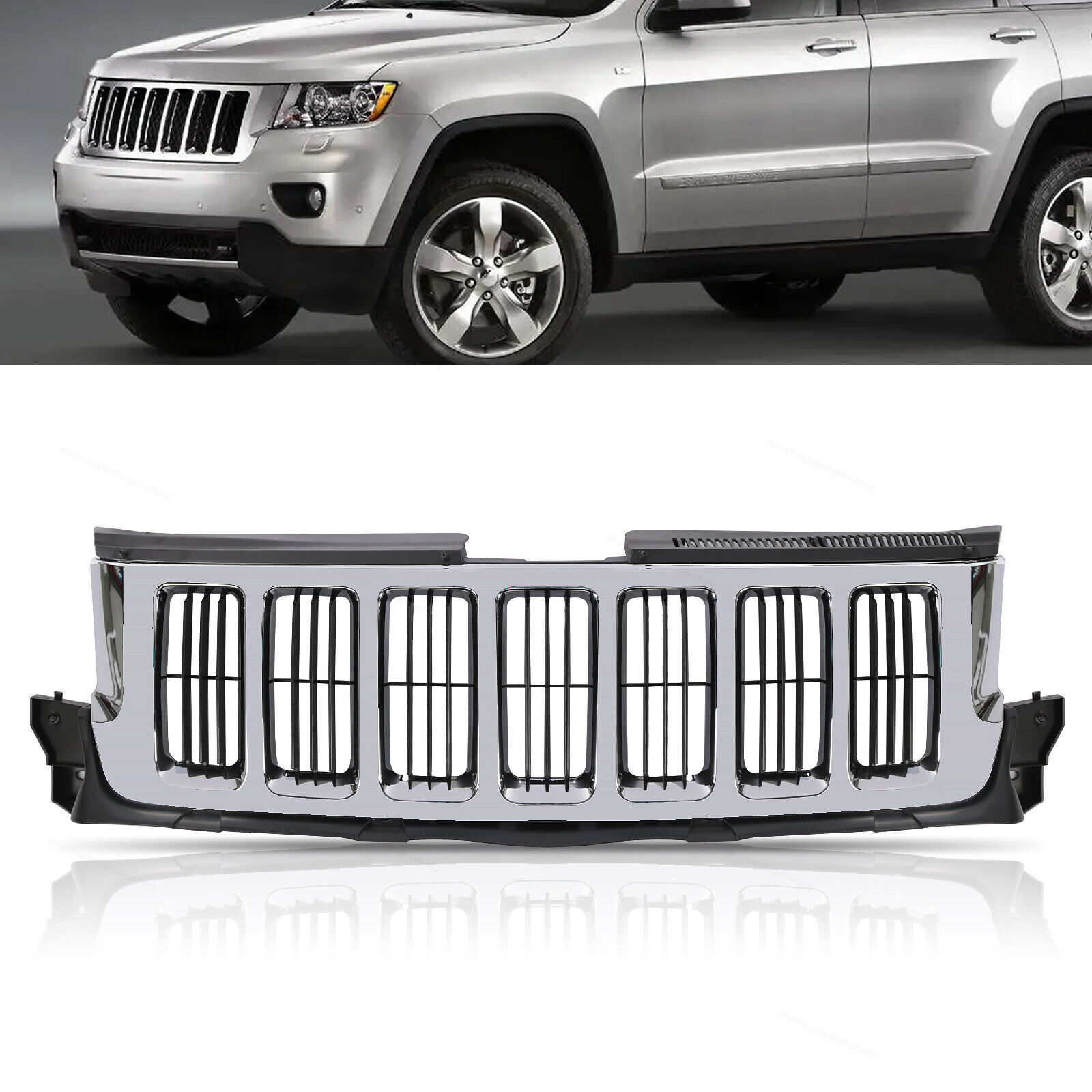 Решетка Радиатора Jeep Grand Cherokee 2011-2013 Chrome+Black+Silver