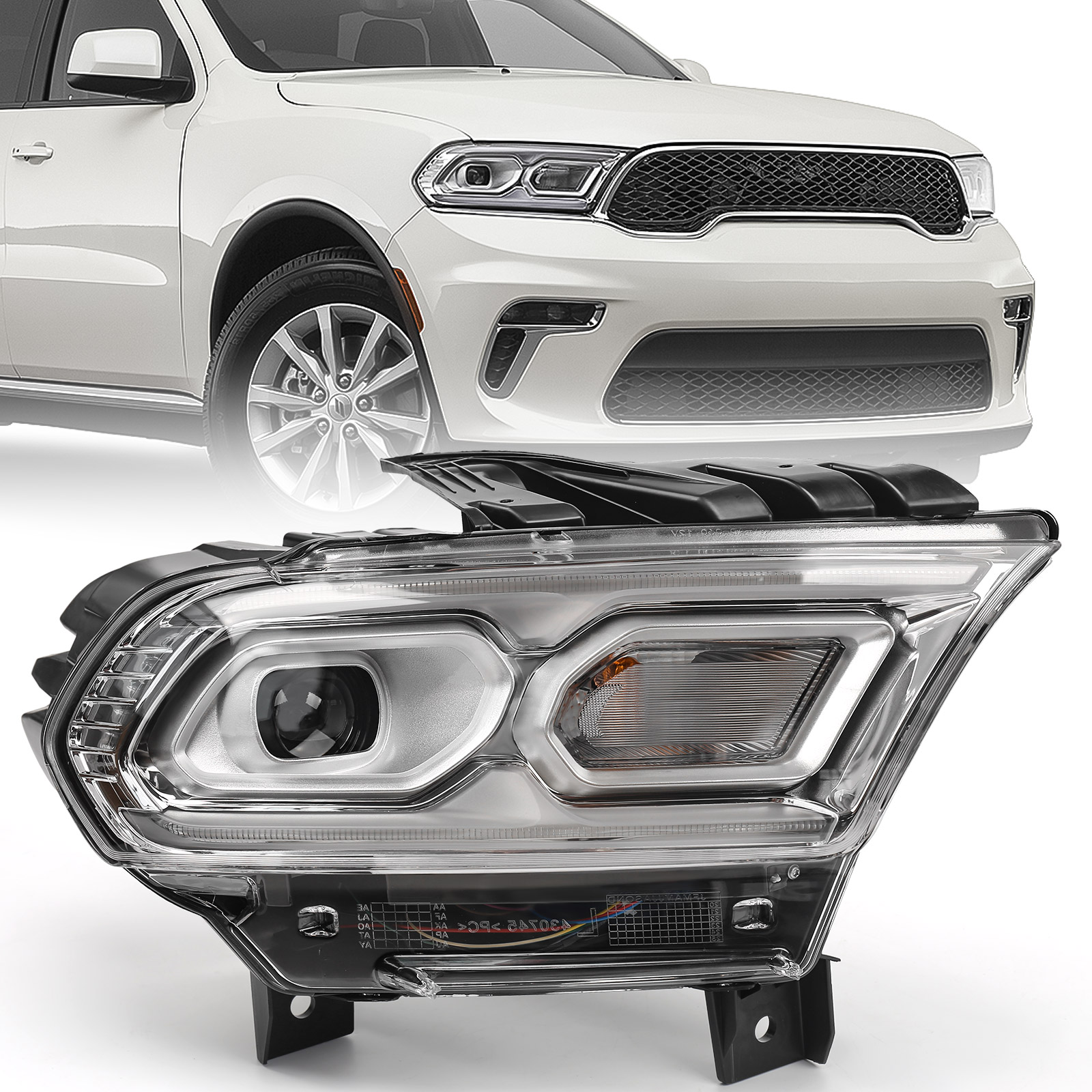 Передняя Фара Dodge Durango 2016-2019 Chrome 12V 20 Вт