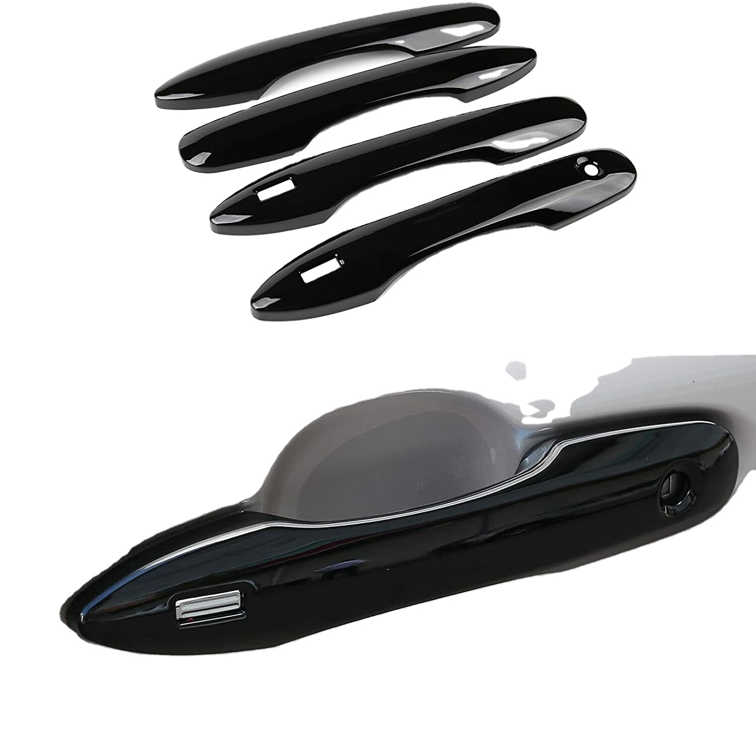 Элегантные Глянцево-Черные Накладки на Дверные Ручки Toyota Camry 2018-2023